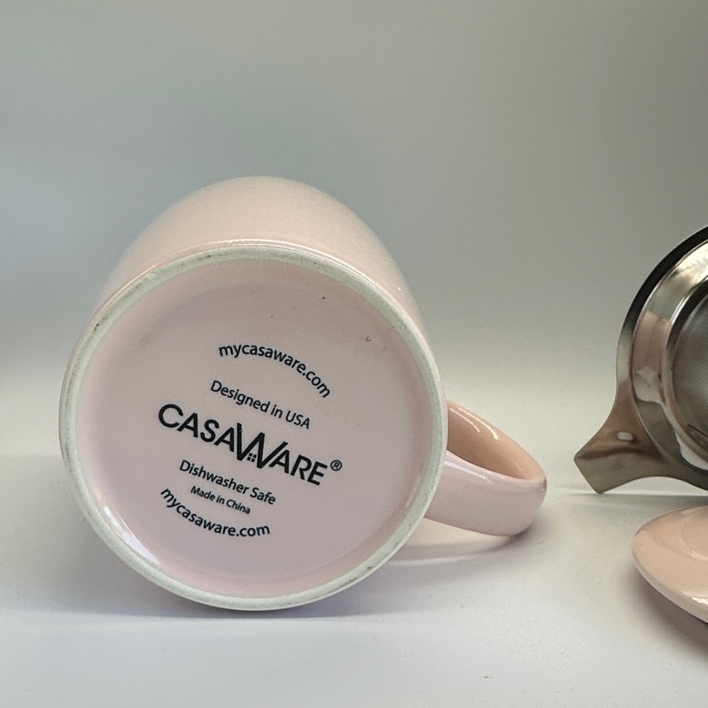 🩷 Pink Ceramic Mug Set with Stainless Steel Tea Infuser and Matching Lid (S) - Picture 3 of 15